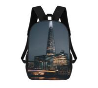 sinyumoney 3D Printed Children's School Bags London Backpack Travel Lightweight Backpack Book Bags Kids Boys Girls School Bag 17inch
