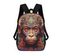 sinyumoney 3D Printed Children's School Bags Monkey Portrait Backpack Travel Lightweight Backpack Book Bags Kids Boys Girls School Bag 17inch