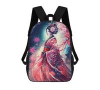 sinyumoney 3D Printed Children's School Bags Moonlight Geisha Backpack Travel Lightweight Backpack Book Bags Kids Boys Girls School Bag 17inch