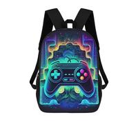 sinyumoney 3D Printed Children's School Bags Neon Gaming Controller Artwork-6 Backpack Travel Lightweight Backpack Book Bags Kids Boys Girls School Bag 17inch