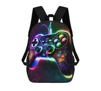 sinyumoney 3D Printed Children's School Bags Neon Gaming Controller Backpack Travel Lightweight Backpack Book Bags Kids Boys Girls School Bag 17inch