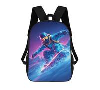 sinyumoney 3D Printed Children's School Bags Neon Snowboarder in Action Backpack Travel Lightweight Backpack Book Bags Kids Boys Girls School Bag 17inch