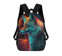 sinyumoney 3D Printed Children's School Bags Neon Wolf in Cityscape Backpack Travel Lightweight Backpack Book Bags Kids Boys Girls School Bag 17inch