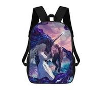 sinyumoney 3D Printed Children's School Bags Night Unicorn And Woman Backpack Travel Lightweight Backpack Book Bags Kids Boys Girls School Bag 17inch