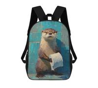 sinyumoney 3D Printed Children's School Bags Otter Holding Toilet Paper-2 Backpack Travel Lightweight Backpack Book Bags Kids Boys Girls School Bag 17inch