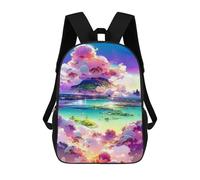 sinyumoney 3D Printed Children's School Bags Palm-Adorned Clouds Overwater Backpack Travel Lightweight Backpack Book Bags Kids Boys Girls School Bag 17inch