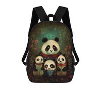 sinyumoney 3D Printed Children's School Bags Panda Family Portrait Backpack Travel Lightweight Backpack Book Bags Kids Boys Girls School Bag 17inch