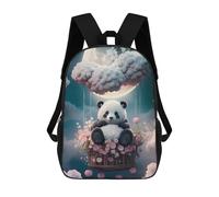 sinyumoney 3D Printed Children's School Bags Panda in Cloud Basket Backpack Travel Lightweight Backpack Book Bags Kids Boys Girls School Bag 17inch