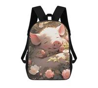 sinyumoney 3D Printed Children's School Bags Piglet in Flower Garden -1 Backpack Travel Lightweight Backpack Book Bags Kids Boys Girls School Bag 17inch