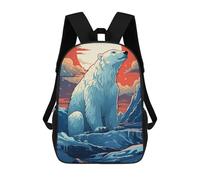 sinyumoney 3D Printed Children's School Bags Polar Bear Sunset Backpack Travel Lightweight Backpack Book Bags Kids Boys Girls School Bag 17inch