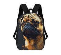 sinyumoney 3D Printed Children's School Bags Pug Painting Backpack Travel Lightweight Backpack Book Bags Kids Boys Girls School Bag 17inch