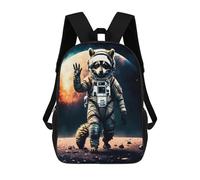 sinyumoney 3D Printed Children's School Bags Raccoon Astronaut on Mars Backpack Travel Lightweight Backpack Book Bags Kids Boys Girls School Bag 17inch