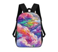sinyumoney 3D Printed Children's School Bags Rainbow Fields in The Sky Backpack Travel Lightweight Backpack Book Bags Kids Boys Girls School Bag 17inch