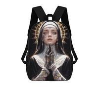 sinyumoney 3D Printed Children's School Bags Rebel Nun Backpack Travel Lightweight Backpack Book Bags Kids Boys Girls School Bag 17inch