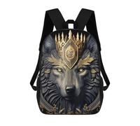sinyumoney 3D Printed Children's School Bags Regal Wolf Majesty Backpack Travel Lightweight Backpack Book Bags Kids Boys Girls School Bag 17inch