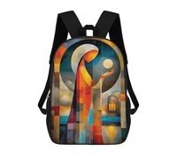 sinyumoney 3D Printed Children's School Bags Selene - Cubist Minimal Mythology Abstract Backpack Travel Lightweight Backpack Book Bags Kids Boys Girls School Bag 17inch