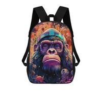sinyumoney 3D Printed Children's School Bags Space Monkey Adventure Backpack Travel Lightweight Backpack Book Bags Kids Boys Girls School Bag 17inch