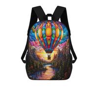 sinyumoney 3D Printed Children's School Bags Stained Glass Balloon Adventure Backpack Travel Lightweight Backpack Book Bags Kids Boys Girls School Bag 17inch