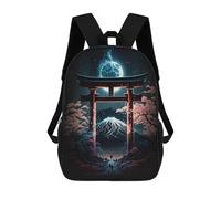 sinyumoney 3D Printed Children's School Bags Torii Gate to Mount Fuji -1 Backpack Travel Lightweight Backpack Book Bags Kids Boys Girls School Bag 17inch
