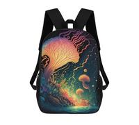 sinyumoney 3D Printed Children's School Bags Underwater Fantasy Mushroom Grove Backpack Travel Lightweight Backpack Book Bags Kids Boys Girls School Bag 17inch