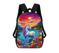 sinyumoney 3D Printed Children's School Bags Unicorn in A Rainbow Garden Backpack Travel Lightweight Backpack Book Bags Kids Boys Girls School Bag 17inch