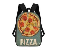 sinyumoney 3D Printed Children's School Bags Vintage Retro Pizza Backpack Travel Lightweight Backpack Book Bags Kids Boys Girls School Bag 17inch