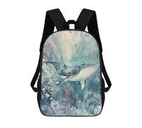 sinyumoney 3D Printed Children's School Bags Whale Swimming in Ocean Backpack Travel Lightweight Backpack Book Bags Kids Boys Girls School Bag 17inch