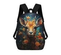 sinyumoney 3D Printed Children's School Bags Whimsical Deer Portrait Backpack Travel Lightweight Backpack Book Bags Kids Boys Girls School Bag 17inch