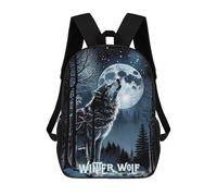 sinyumoney 3D Printed Children's School Bags Winter Wolf Backpack Travel Lightweight Backpack Book Bags Kids Boys Girls School Bag 17inch