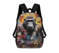 sinyumoney 3D Printed Children's School Banksy Style Gorilla Art Backpack for Kids High Capacity Travel Fashion Rucksacks Kids School Bag Casual Back Pack 17inch