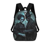 sinyumoney 3D Printed Children's School Baron Samedi And Maman Brigitte, Gothic Couple in Cemetery Backpack High Capacity Travel Book Bags Fashion Rucksacks Kids School Casual Back Pack 17inch