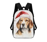 sinyumoney 3D Printed Children's School Beagle Dog Santa Hat Xmas Backpack for Kids High Capacity Travel Rucksacks Book Bags Kids School Bag Back Pack 17inch