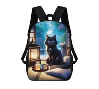 sinyumoney 3D Printed Children's School Black Cat Sharing A Drink Backpack for Kids High Capacity Travel Fashion Rucksacks Kids School Bag Casual Back Pack 17inch