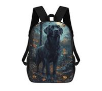 sinyumoney 3D Printed Children's School Black Lab in Moonlight Backpack for Kids High Capacity Travel Fashion Rucksacks Kids School Bag Casual Back Pack 17inch