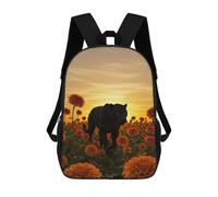 sinyumoney 3D Printed Children's School Black Panther in A Flower Field Backpack for Kids High Capacity Travel Fashion Rucksacks Kids School Bag Casual Back Pack 17inch