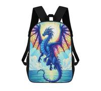 sinyumoney 3D Printed Children's School Blue Dragon Over Water Backpack for Kids High Capacity Travel Fashion Rucksacks Kids School Bag Casual Back Pack 17inch
