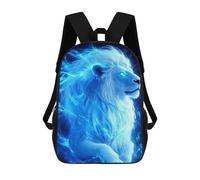 sinyumoney 3D Printed Children's School Blue Flame Lion Backpack for Kids High Capacity Travel Fashion Rucksacks Kids School Bag Casual Back Pack 17inch