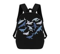 sinyumoney 3D Printed Children's School Blue Whale Heart Whale Sea Backpack for Kids High Capacity Travel Fashion Rucksacks Kids School Bag Casual Back Pack 17inch