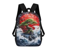 sinyumoney 3D Printed Children's School Bonsai Tree Under Red Moon Backpack High Capacity Travel Book Bags Fashion Rucksacks Kids School Casual Back Pack 17inch