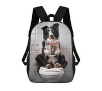 sinyumoney 3D Printed Children's School Border Collie on Toilet Backpack for Kids High Capacity Travel Fashion Rucksacks Kids School Bag Casual Back Pack 17inch