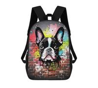 sinyumoney 3D Printed Children's School Boston Terrier Graffiti Backpack High Capacity Travel Book Bags Fashion Rucksacks Kids School Casual Back Pack 17inch