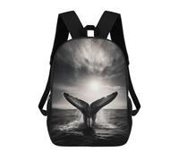sinyumoney 3D Printed Children's School Breaching Whale Backpack High Capacity Travel Book Bags Fashion Rucksacks Kids School Casual Back Pack 17inch