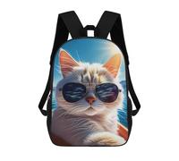 sinyumoney 3D Printed Children's School Cat in Sunglasses on Boat Backpack for Kids High Capacity Travel Fashion Rucksacks Kids School Bag Casual Back Pack 17inch
