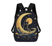 sinyumoney 3D Printed Children's School Cat Moon Night Backpack High Capacity Travel Book Bags Fashion Rucksacks Kids School Casual Back Pack 17inch