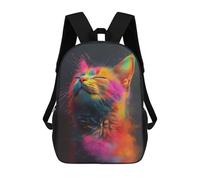 sinyumoney 3D Printed Children's School Cat With Colorful Powder Backpack for Kids High Capacity Travel Fashion Rucksacks Kids School Bag Casual Back Pack 17inch