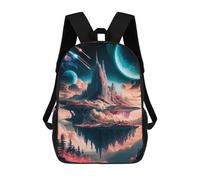 sinyumoney 3D Printed Children's School Celestial Castle Realms Backpack High Capacity Travel Book Bags Fashion Rucksacks Kids School Casual Back Pack 17inch