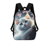 sinyumoney 3D Printed Children's School Cherry Blossom Kitty Backpack for Kids High Capacity Travel Fashion Rucksacks Kids School Bag Casual Back Pack 17inch