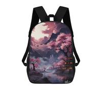 sinyumoney 3D Printed Children's School Cherry Blossom Moonlit Landscape -1 Backpack for Kids High Capacity Travel Rucksacks Book Bags Kids School Bag Back Pack 17inch