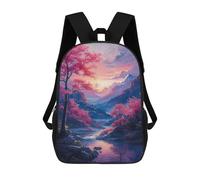 sinyumoney 3D Printed Children's School Cherry Blossom Valley Sunset Backpack High Capacity Travel Book Bags Fashion Rucksacks Kids School Casual Back Pack 17inch