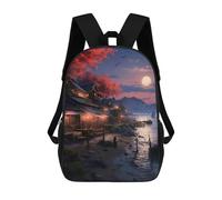 sinyumoney 3D Printed Children's School Cherry Blossom Village Backpack for Kids High Capacity Travel Fashion Rucksacks Kids School Bag Casual Back Pack 17inch